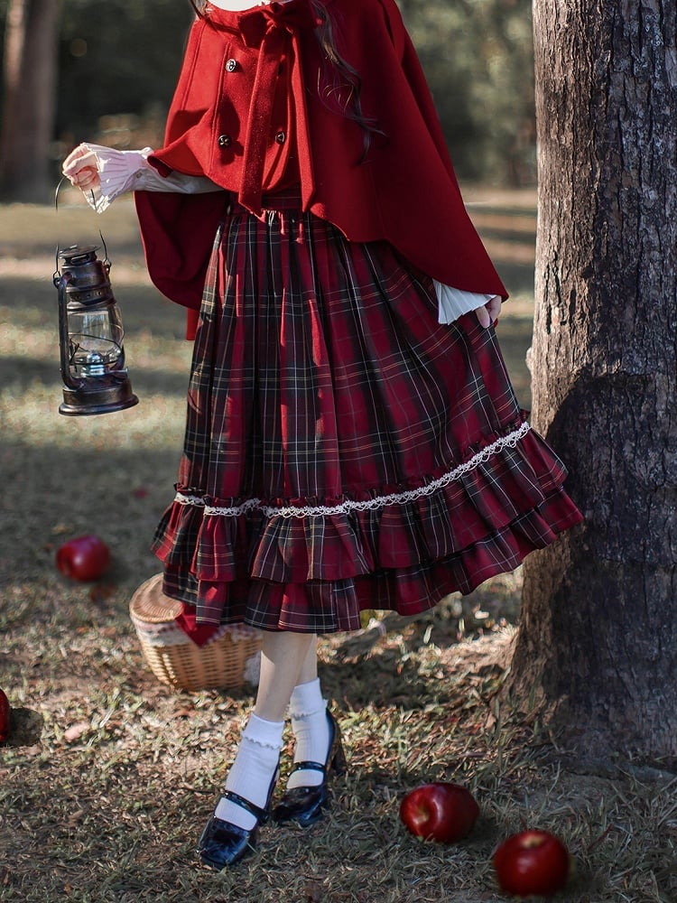 Schleife Overall Plaid Kleid Hohe Rote Taille Krawatte mit