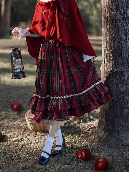 Schleife Overall Plaid Kleid Hohe Rote Taille Krawatte mit