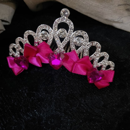 Crown Heart Decorated Details Pink/Purple/Rose Rhinestone Bowknot Pink