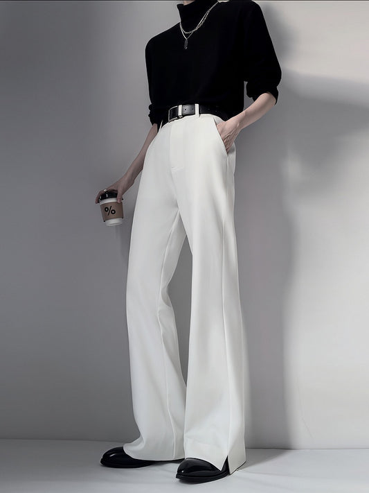Design Slim Fit Fashion Split-Hem With Straight-Leg Extended Pants White Ouji