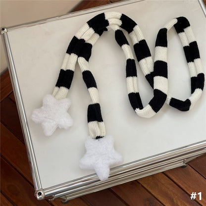 Scarf Decoration Options 7 Star Knit Striped Plush Color