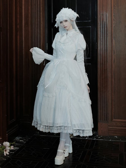 Gothic Neckline Ruffle Dress Juliette White Sleeves Set Lolita OP