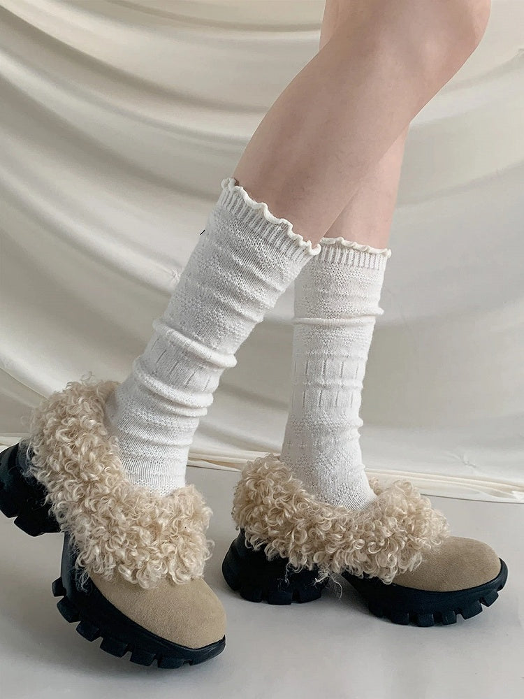 Slouchy Calf Cuff Socks Frilled