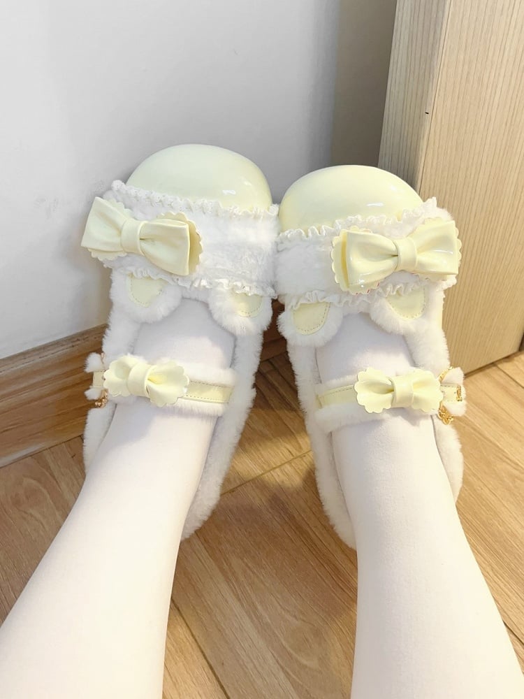 Details Jane Teddy Creamy Bow Sweet Lolita Bear with Shoes Yellow Theme Mary Low-heel