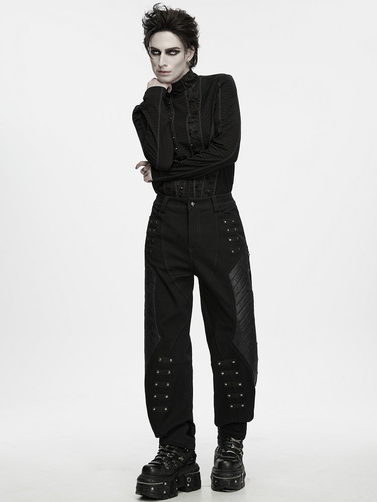 Men's Black Hardcore Punk Streetwear Trousers - Punk Rave