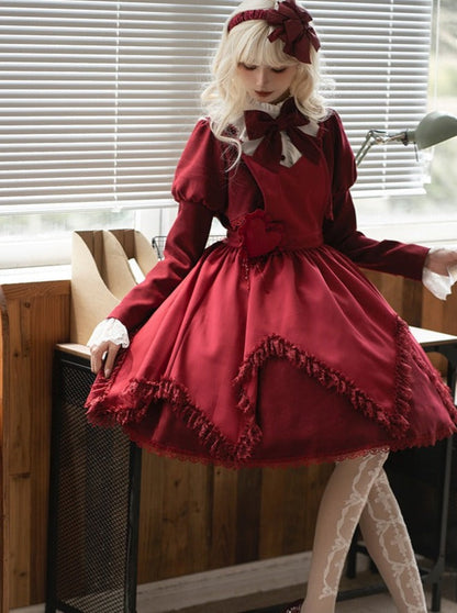 Gothic Zweiteiler mit Kunstband und Lolita-Kleid