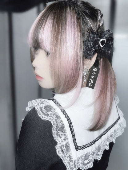 ジライケイ スイートハート ラインストーン ツイード 蝶結び ヘアクリップ