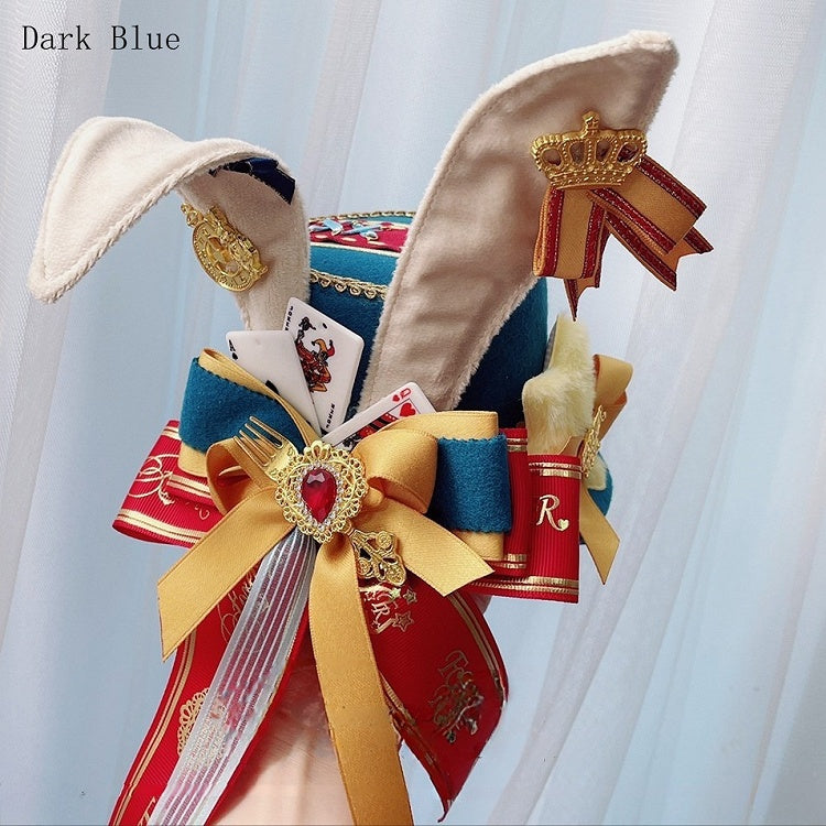 Circus Poker Hat Decorated Mini Ears Bow Light/Dark Bunny BlueRed Big