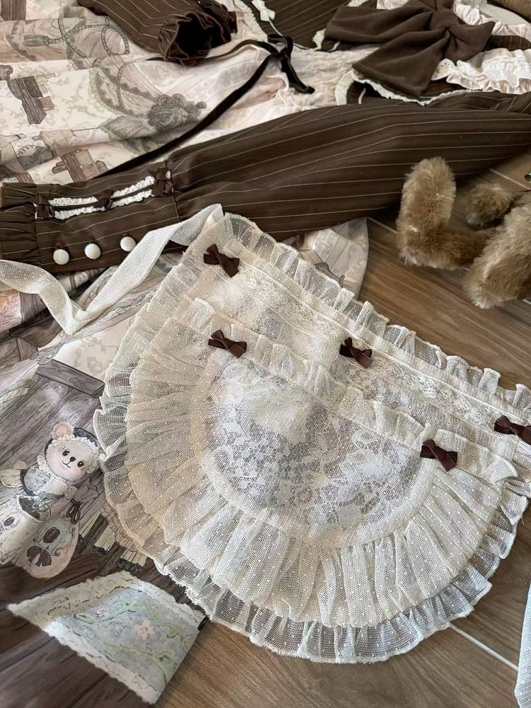 Gepunktete Schürze Tüll Creme