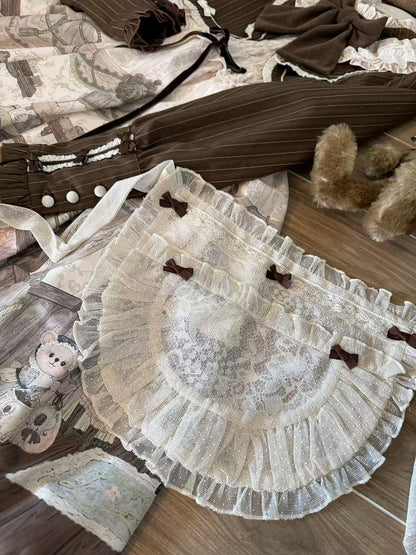 Gepunktete Schürze Tüll Creme