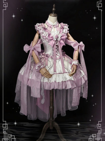 Butterfly Lolita Dress Set with Headpiece and Wrist Cuffs - KIYANA