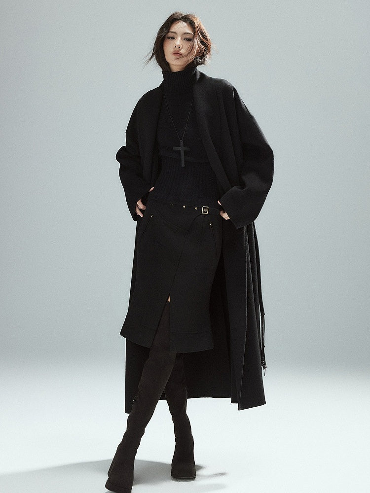Low Waist Thigh-High Split Half Skirt with Buckle Details - Low pixel