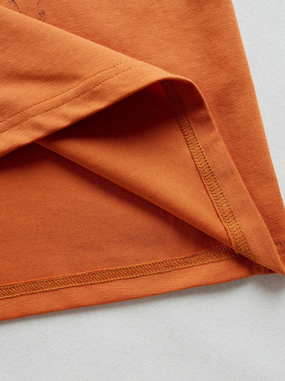 Orange Vintage Crew Neck Tee with Star Print - Languid Park