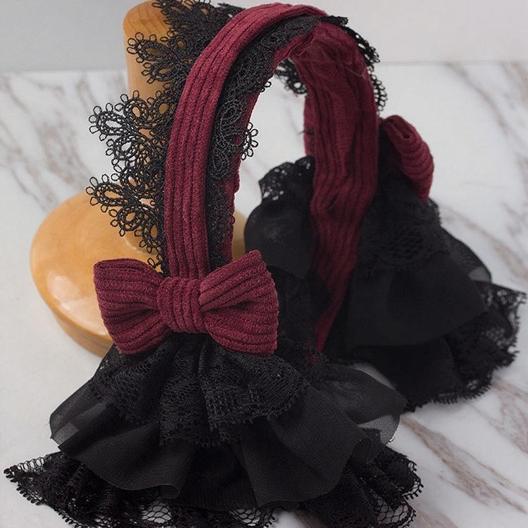 Lace KC Gothic Black Red Lolita Bowknot