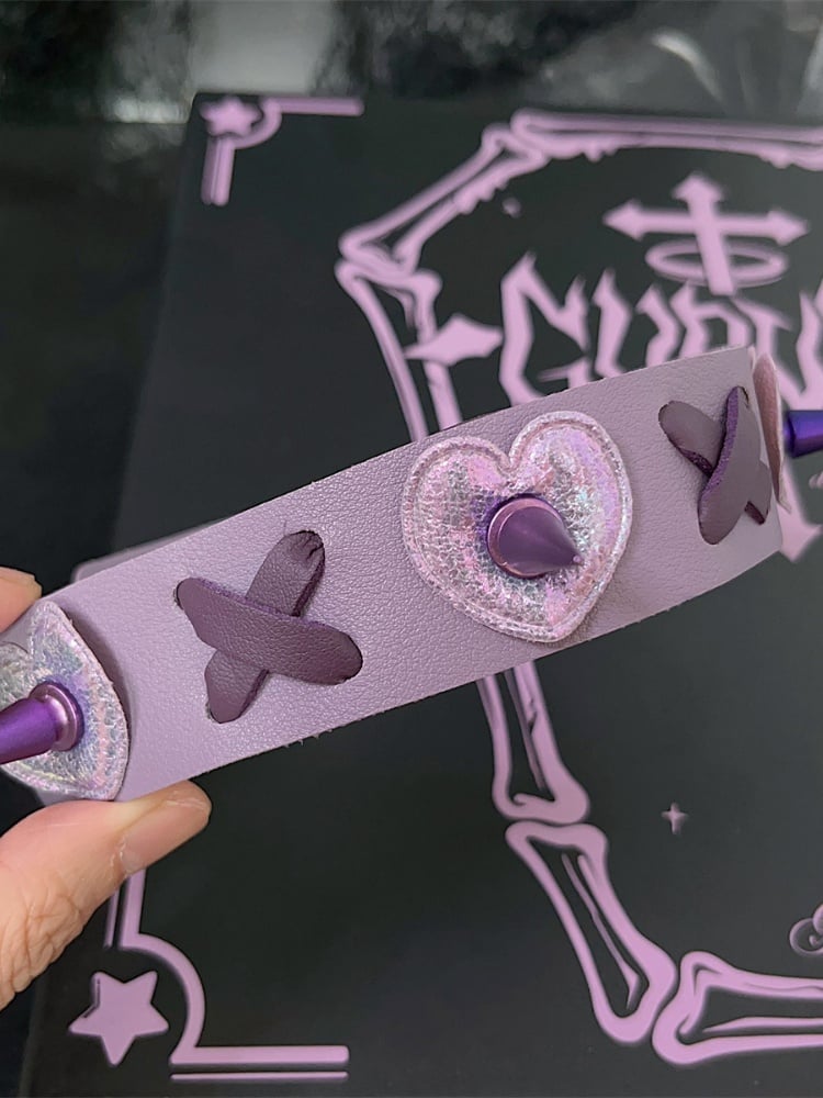Y2Kパープルスタッドディテールパンクチョーカー