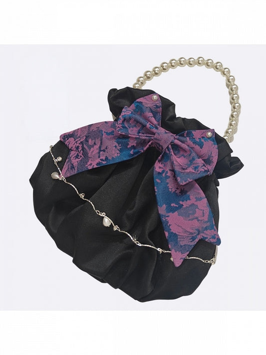 Black and Purple Bowknot Handbag