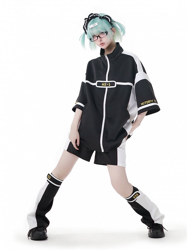 Beinwärmer Schwarz Weiß Colorblock Design