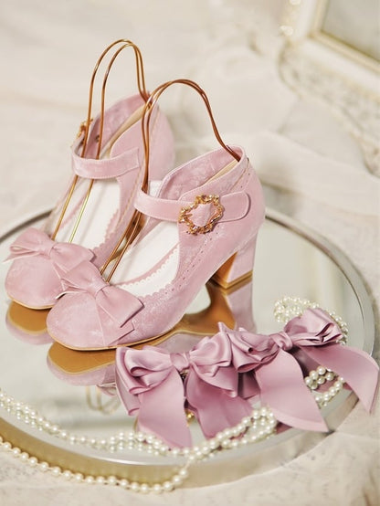 Bowknot High-heel Elegant in Shoes Lolita Details Pink