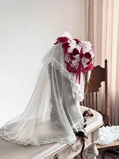 Multi-Color Head (Pom-Pom Lace with Veil Lolita Hairband Accents)