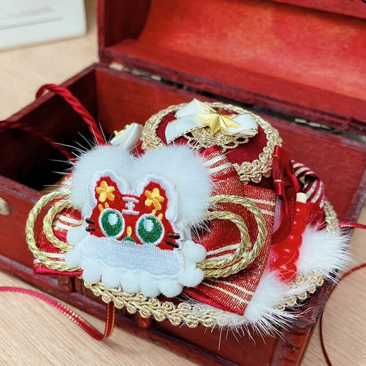 Mini Tiger Applique Red Hat Qi Lolita