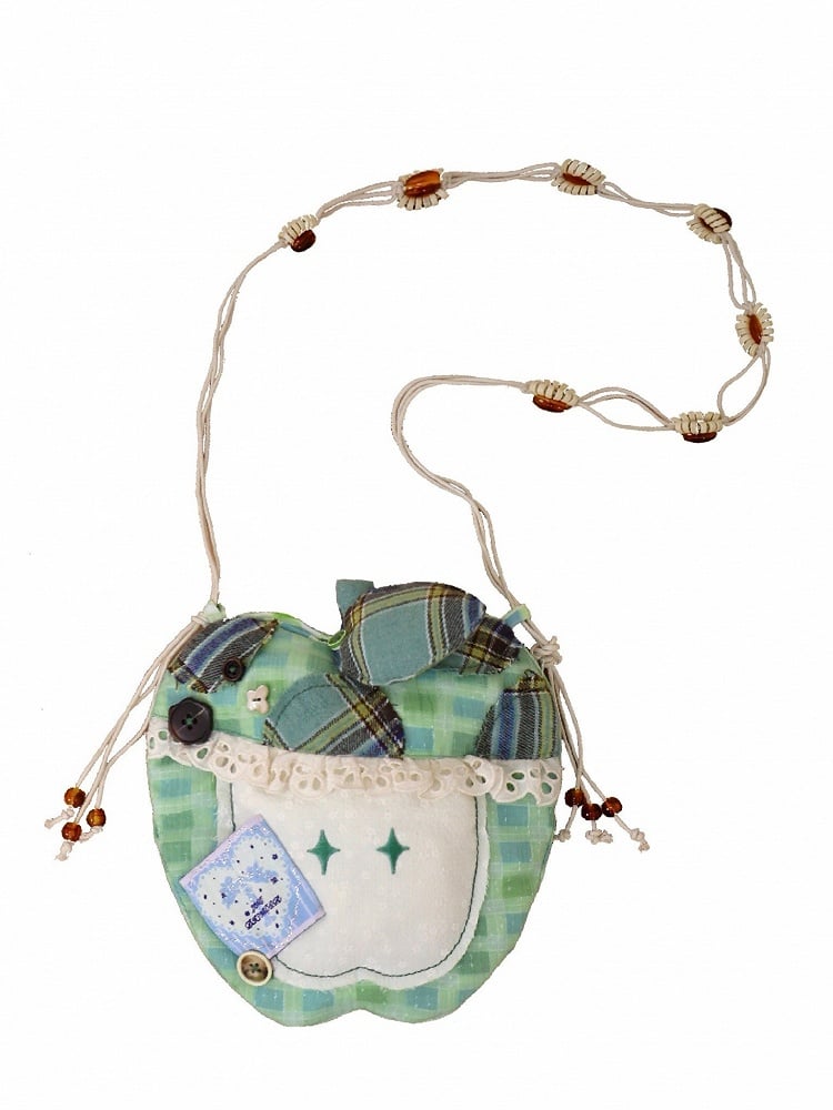 with Apple-Inspired Bag Patterns Plaid Pink/Green Floral Y2K Patchwork and Crossbody