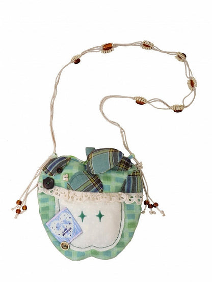 with Apple-Inspired Bag Patterns Plaid Pink/Green Floral Y2K Patchwork and Crossbody
