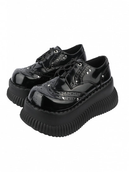 Lace-Up - Platform Details Shoes Design Bittersweet Black Studded