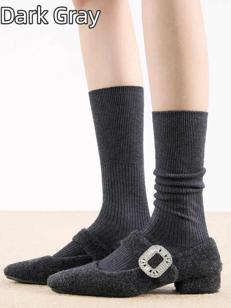 Socks Knit Ribbed 6-Color Calf