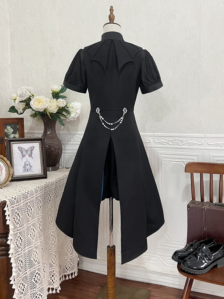 Prince Lolita Weste Kurze Shorts - Hemd Jabot Set Ouji Voll und Schwarz Blau Lange Krawatte Ärmel +