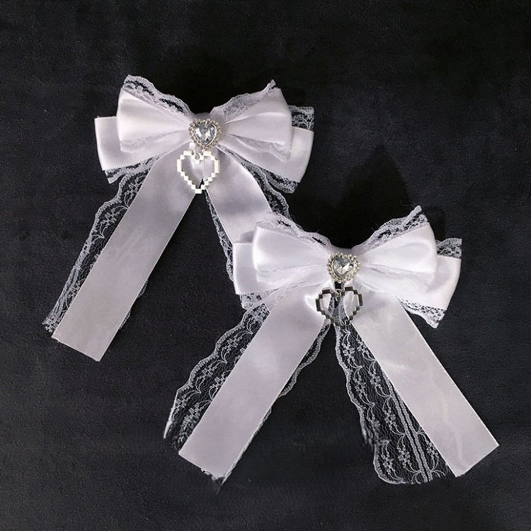 3 Hairclip Colors Bow Lace Heart Rhinestone