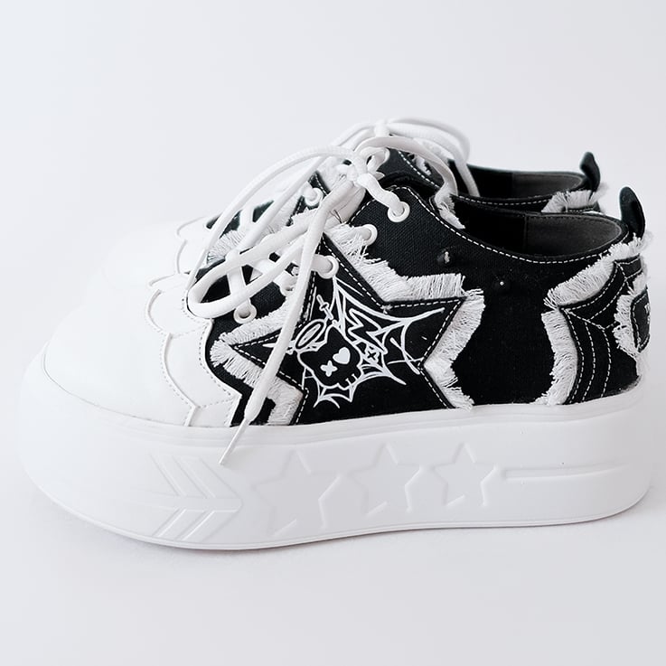 Star Y2K Platform Black Sneakers Applique