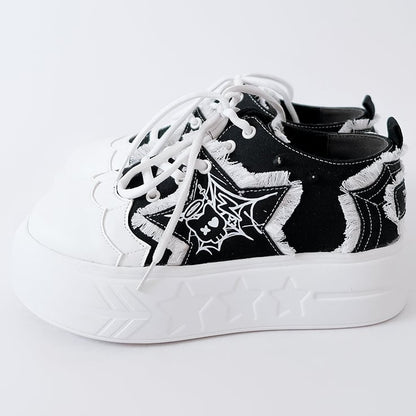 Star Y2K Platform Black Sneakers Applique