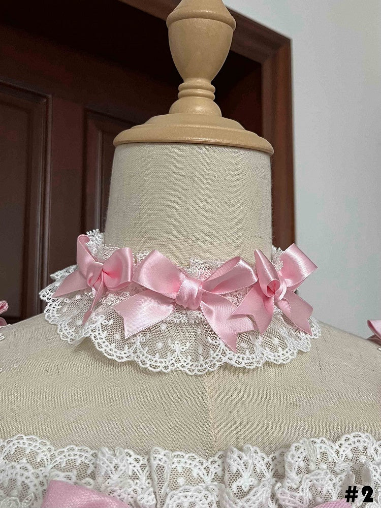 Pink Choker Decorated White Bows