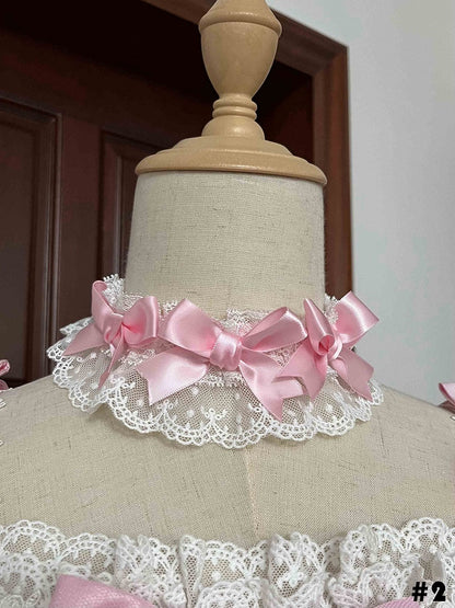 Pink Choker Decorated White Bows