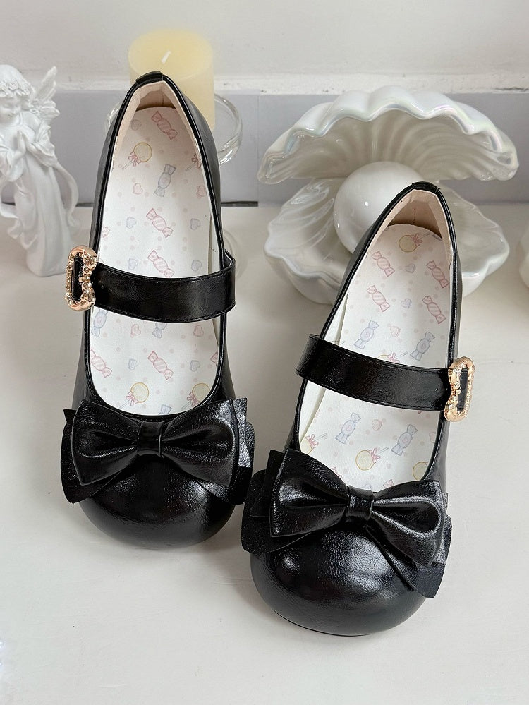 Sweet Heel Lolita Heels Black PU with Low 2cm