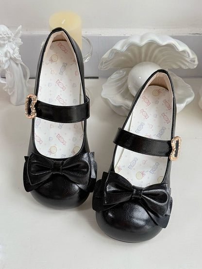 Sweet Heel Lolita Heels Black PU with Low 2cm