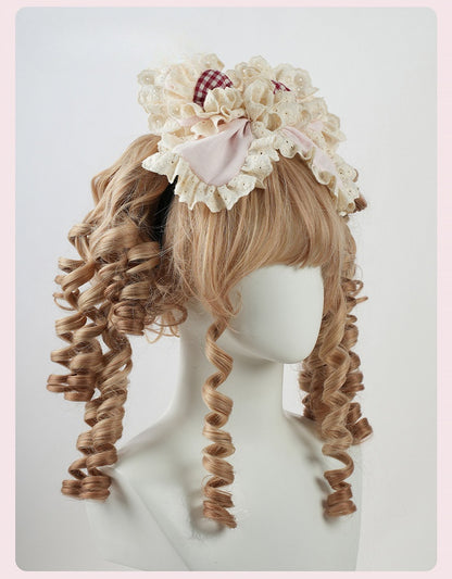 スイートロリータピンクの大きなリボンフリルレーストリムKC