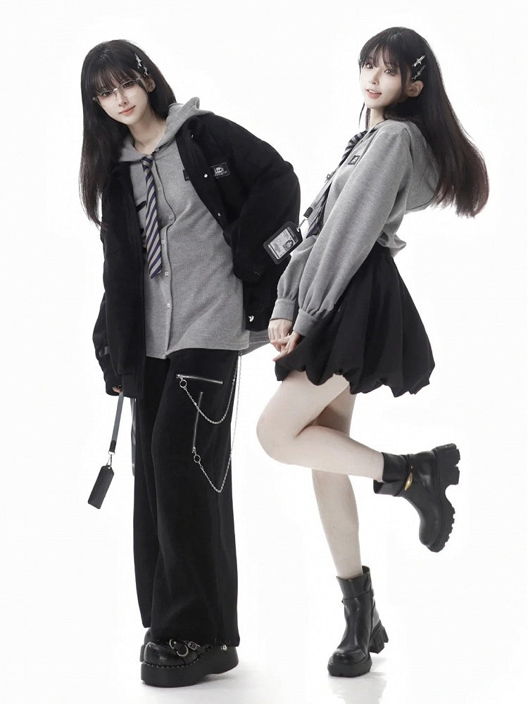 Black Panda Applique Winter Coat - PINK SAVIOR