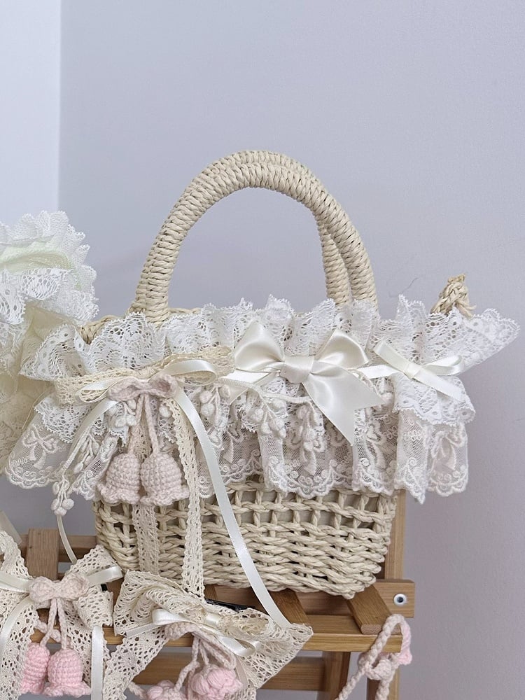 Lily of Bag Crocheted Valley Beige Lace Straw the