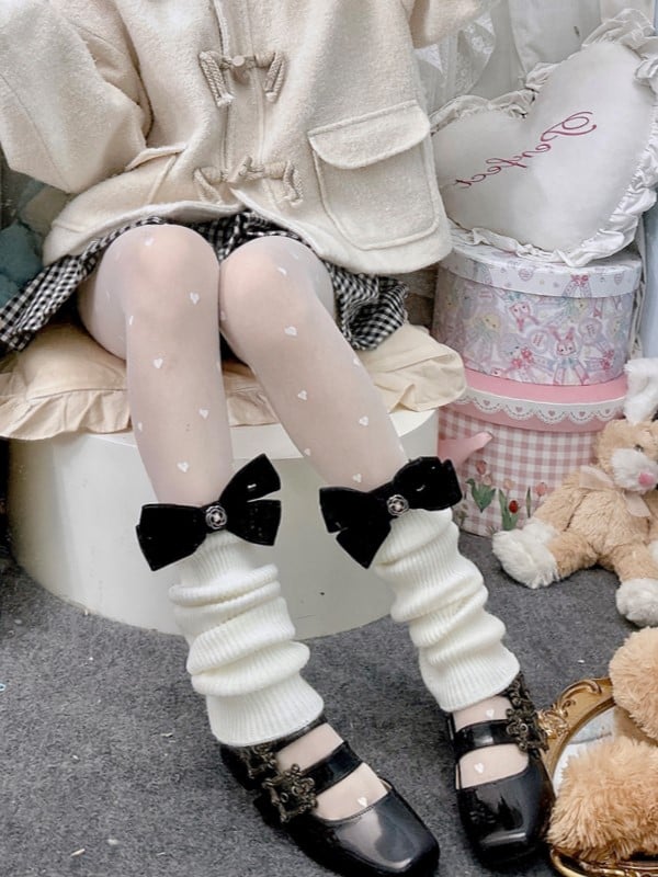 Bowknot mit Details Schwarz Schwarz/Weiß Beinlinge