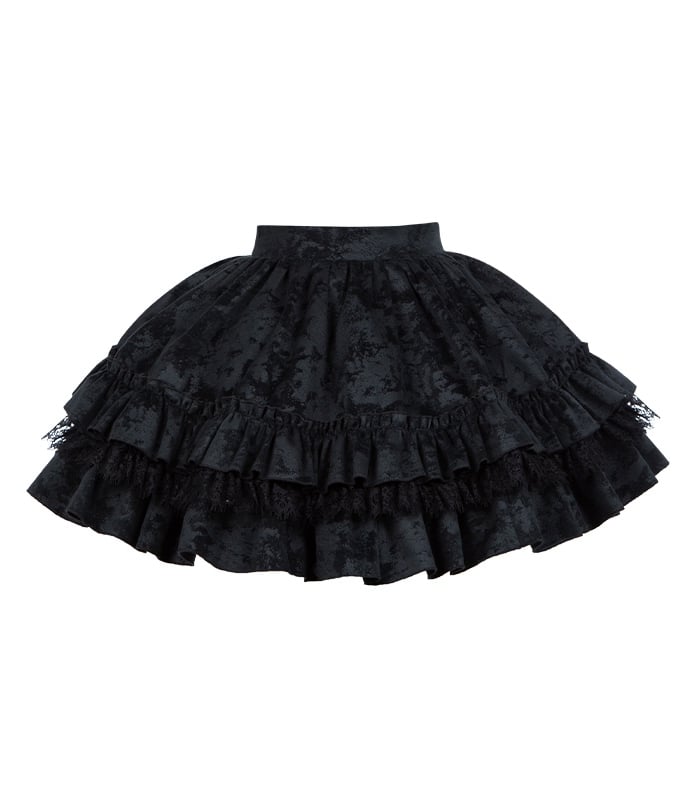 Schwarzer Gothic Lolita Lagenrock