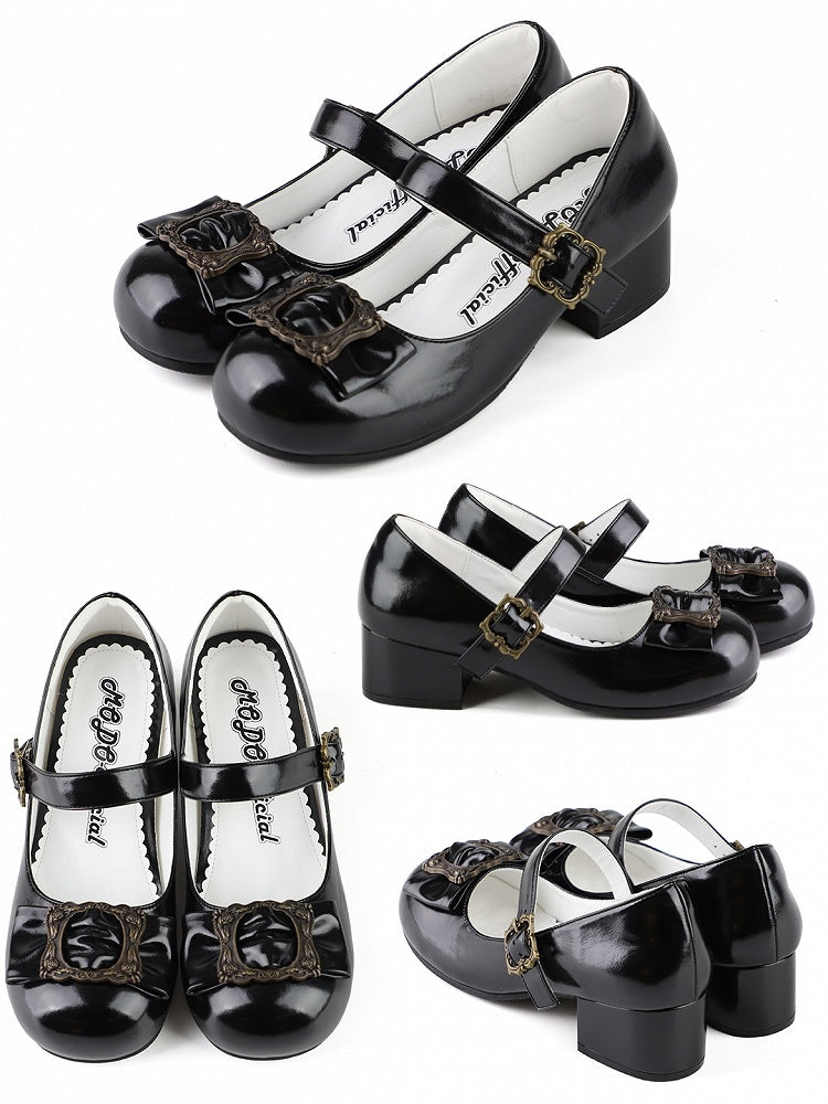 Frame Lolita Bow Middle - Black at Janes Design Top Heel Picture Elegant Round Toe Mary
