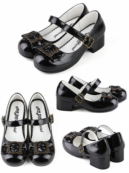 Frame Lolita Bow Middle - Black at Janes Design Top Heel Picture Elegant Round Toe Mary