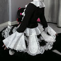 Black Punk Tiered Skirt with Detachable Bunny Ears & Undies