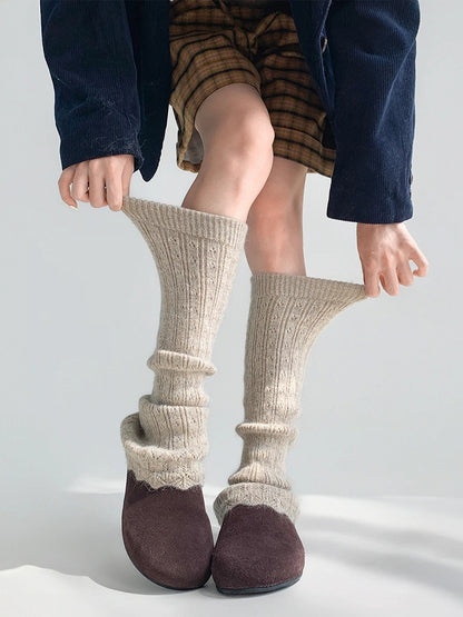 Colors） Knit Ribbed Slouchy Warmers （6 Leg Stirrup