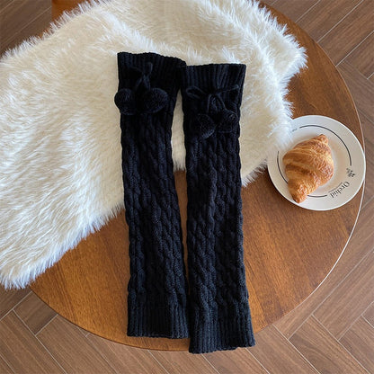 Lolita Warmers (6 Pom-Pom Cable-Knit Style Leg Colors)