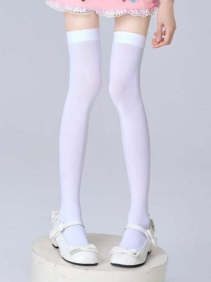 White Over 55CM Stockings Velvet Knee