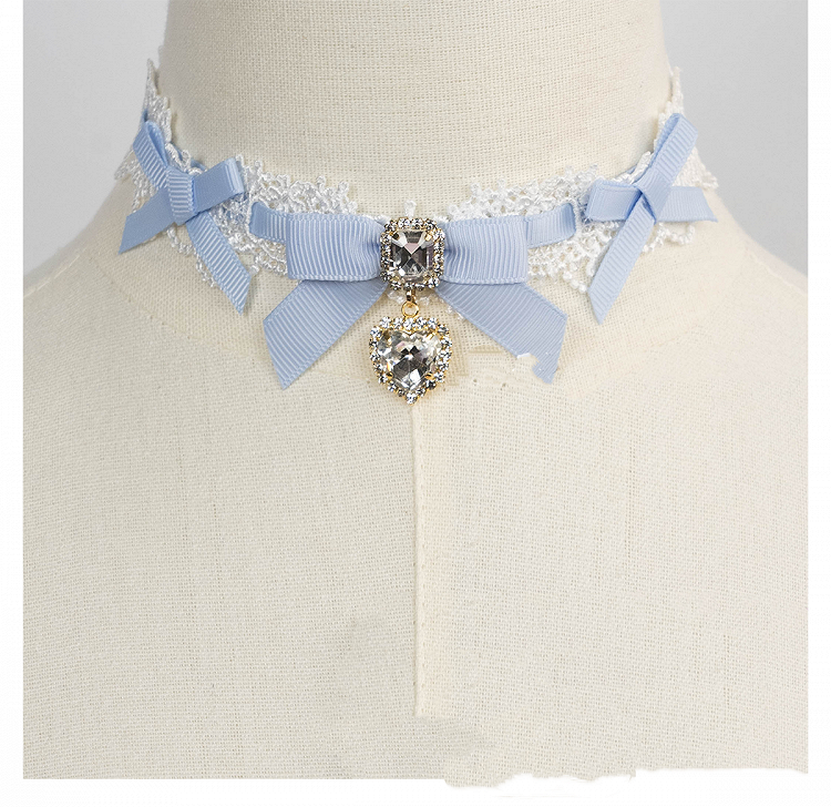Chain Layer 11 Detachable Double Beaded Heart Jirai Choker Kei Charms Rhinestone with Options