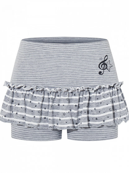 Gray Striped Star Pattern Skort - Languid Park