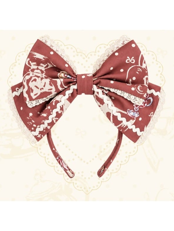 Red Halter Lolita OP Dress with Popcorn Bear Theme, Long/Short Version - Sweet Dream
